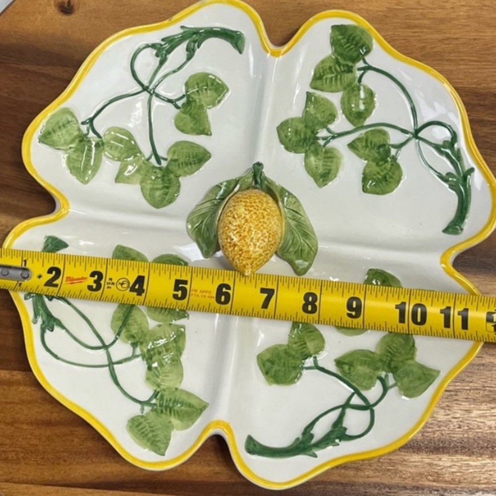 Italian Sicilia antipasto plate 11” platter lemon vine design+lemon handle - Picture 4 of 5